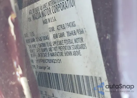 2006 Mazda Mazda6 I z USA, uszkodzony, nr VIN 1YVFP80C765M23131